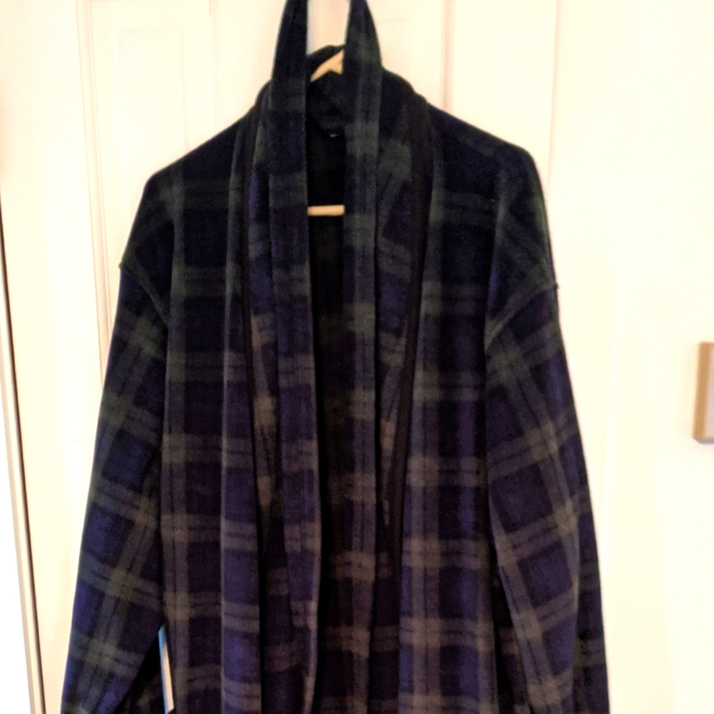 LLBean men's XL plaid fleece robe